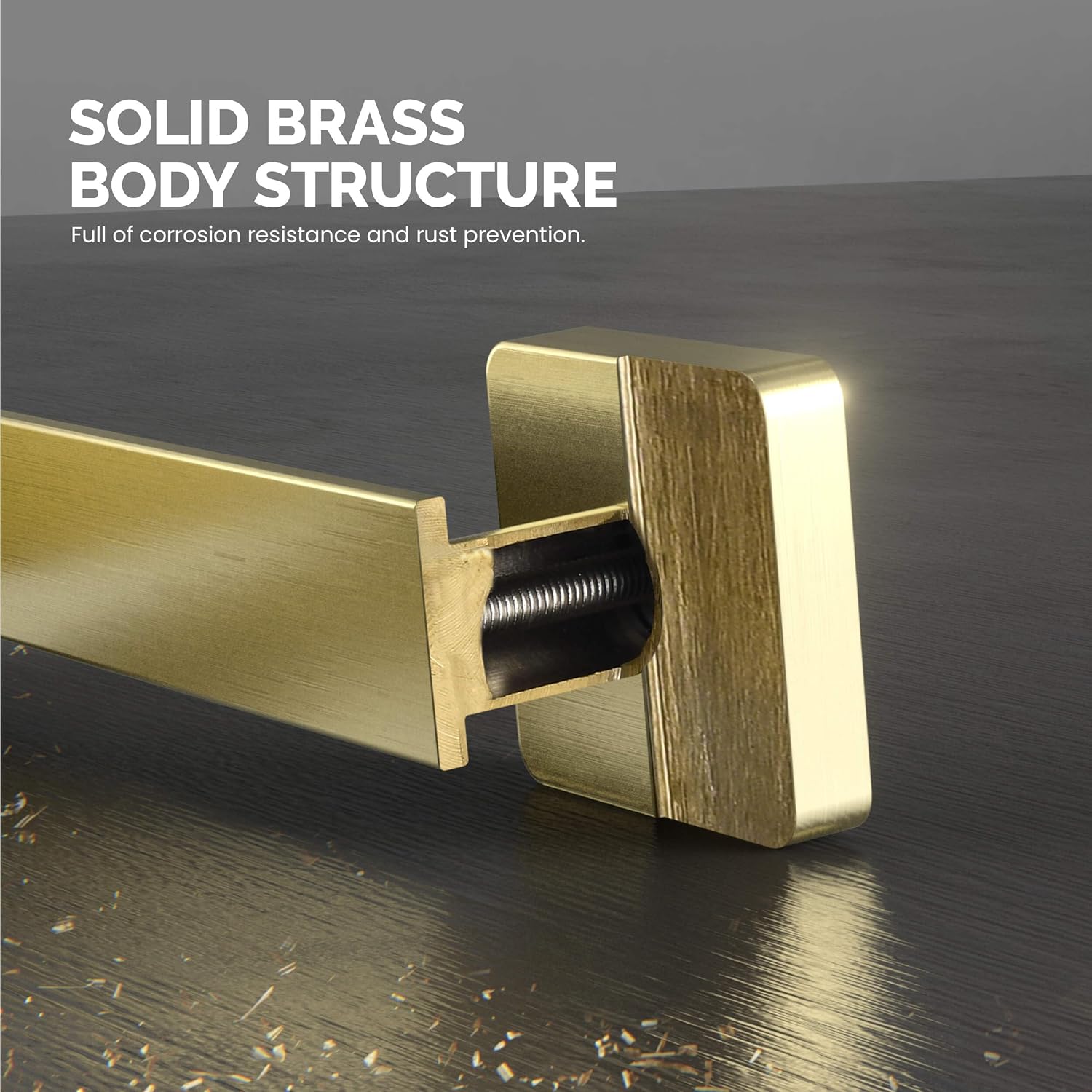 KIBI Blaze 4-Piece Bathroom Hardware Set – Includes Towel Bar, Toilet Paper Holder & 2 Robe Hook, Solid Brass, Wall-Mounted, Rust-Resistant, Modern Bath Accessories (Brushed Gold, KBA16-4-1)