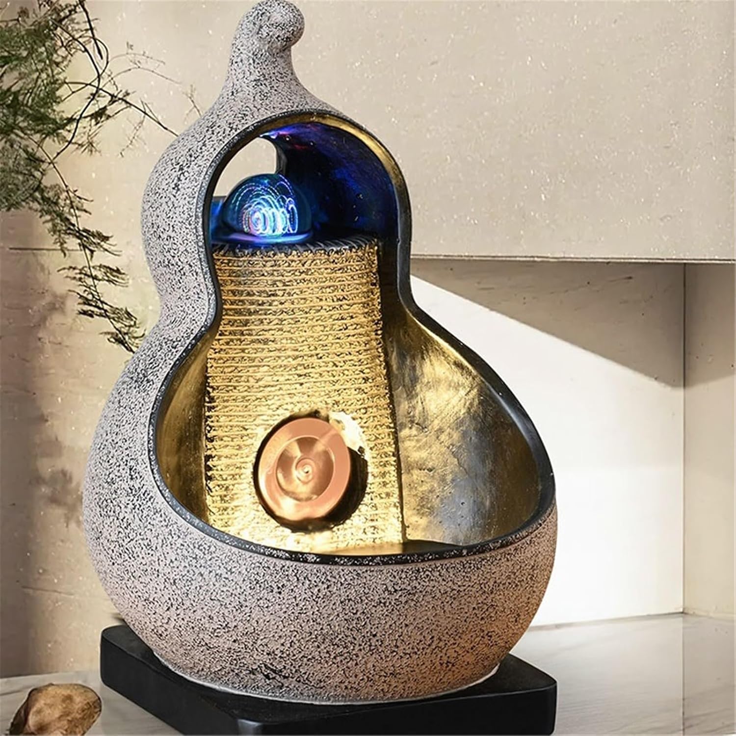 Tabletop Resin Tabletop Fountain Circulating Waterscape Decoration for Home and Office Decor(Blue)