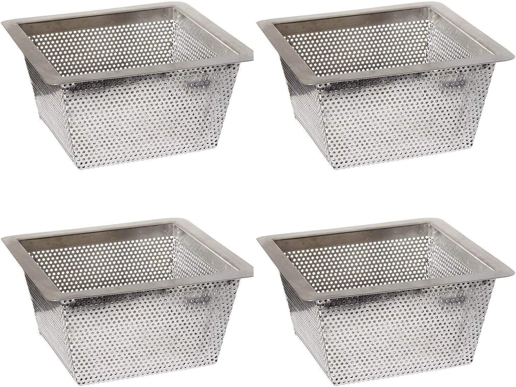 GSW Stainless Steel Floor Sink Drain Strainer 10'W x 10'L x 5'H - Perfect for Restaurant, Bar, Buffet (5'H SS x 4)