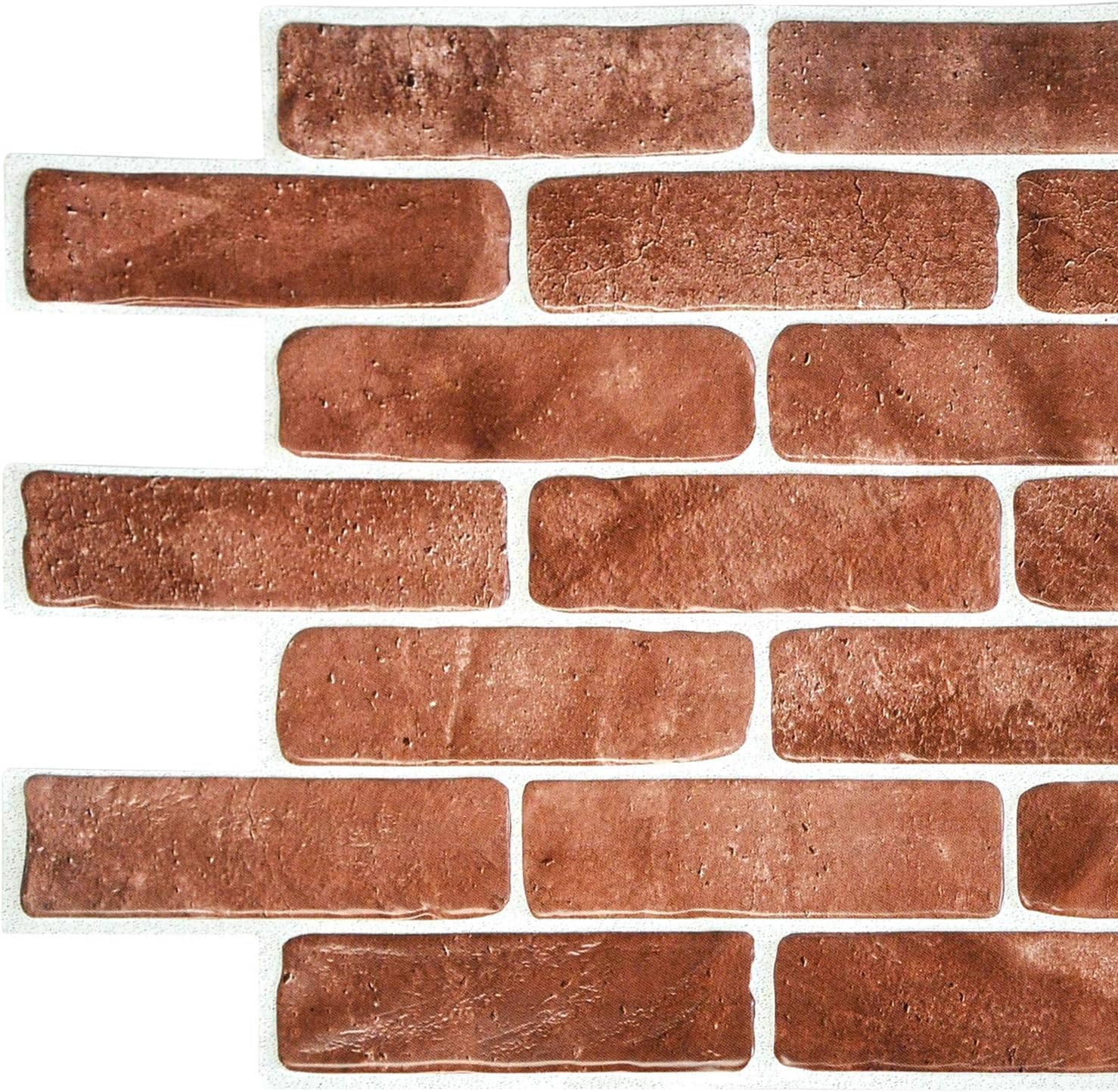 Dundee Deco PG7064-10 Vintage Brown Faux Brick PVC 3D Wall Panel, 3.3 ft X 1.6 ft (103 cm X 50cm), Interior Design Wall Paneling Decor, 5.28 sq. ft. (0.51sq. m) Each, Pack of 10