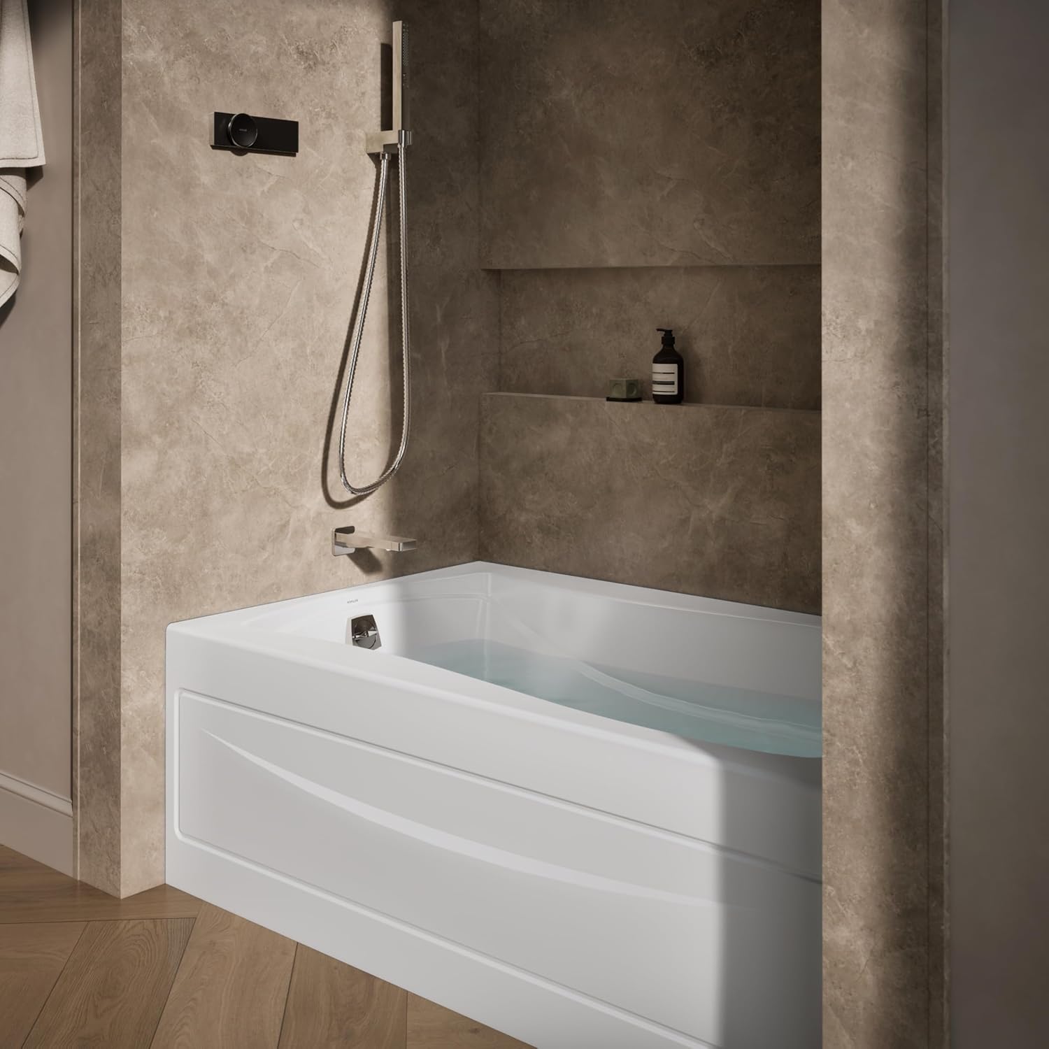 KOHLER 1242-LA-0 Mariposa 60' x 36' Acrylic Alcove Bathtub with Left-Hand Drain and Integral Flange, White