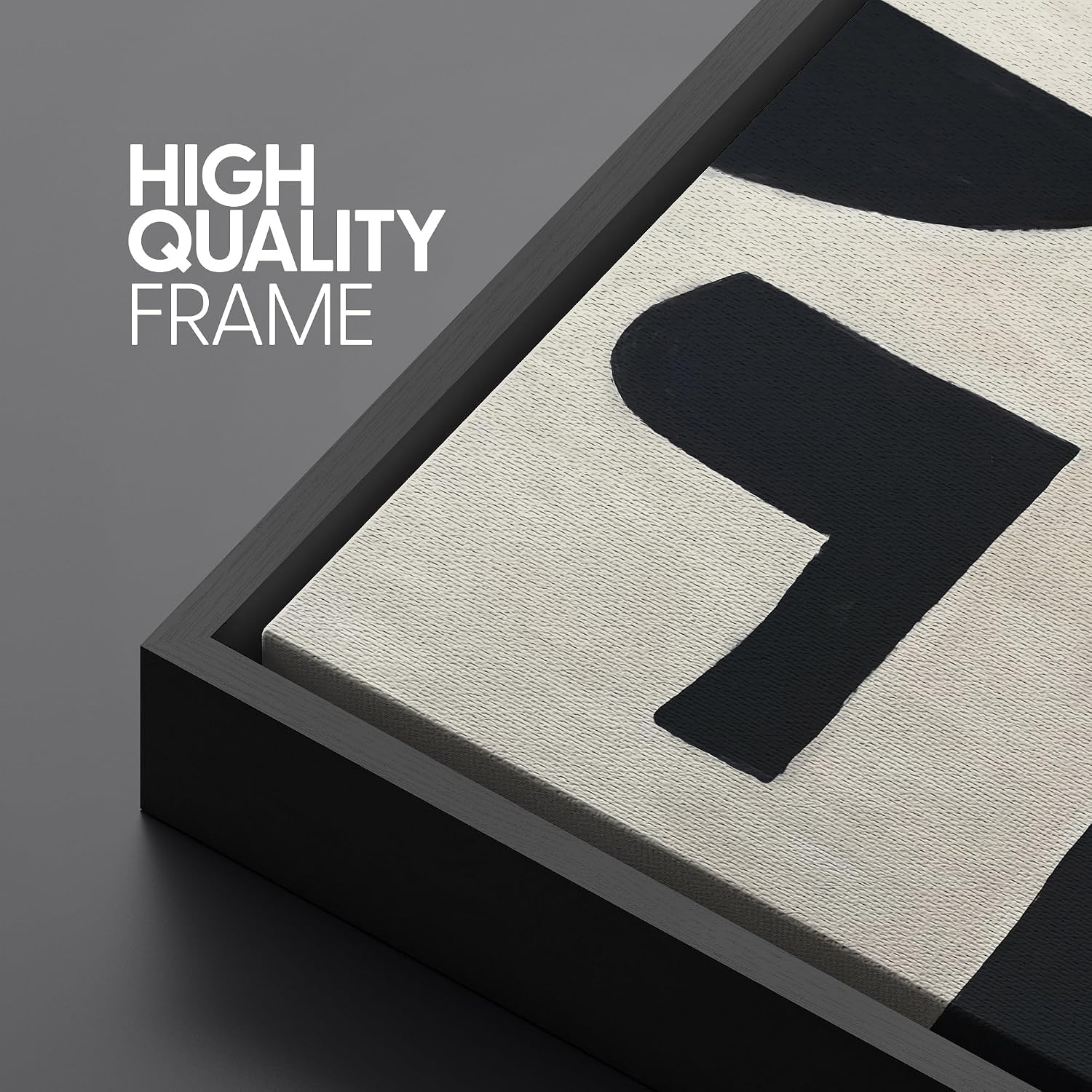 SIGNLEADER Framed Canvas Print Wall Art Set Black and Beige Abstract Shapes Modern Geometric Illustrations Boho Decorative for Living Room, Bedroom, Office - 24'x36'x3 Black