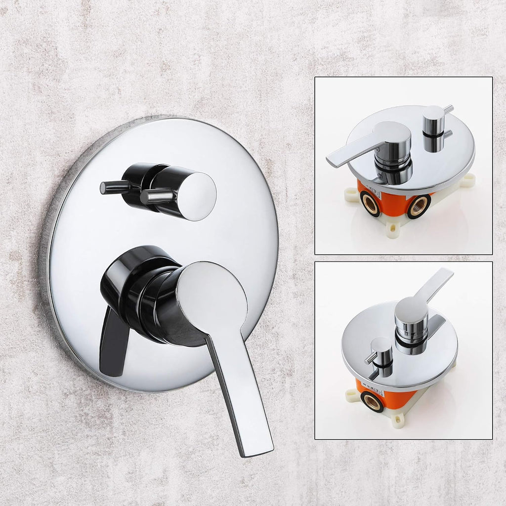 LED Shower Faucet Set Complete Bathtub Combo withy Spray Bathroom 8 Inch Ceiling Round Rain Shower Fixture with Handheld Kit