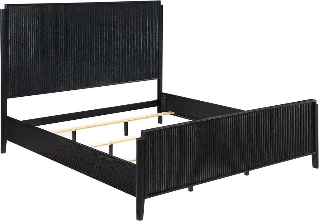 Coaster Home Furnishings Brookmead Transitional 4-Piece Bedroom Set Queen Size Panel Bed Frame 60-inch Headboard Black 224711Q-S4