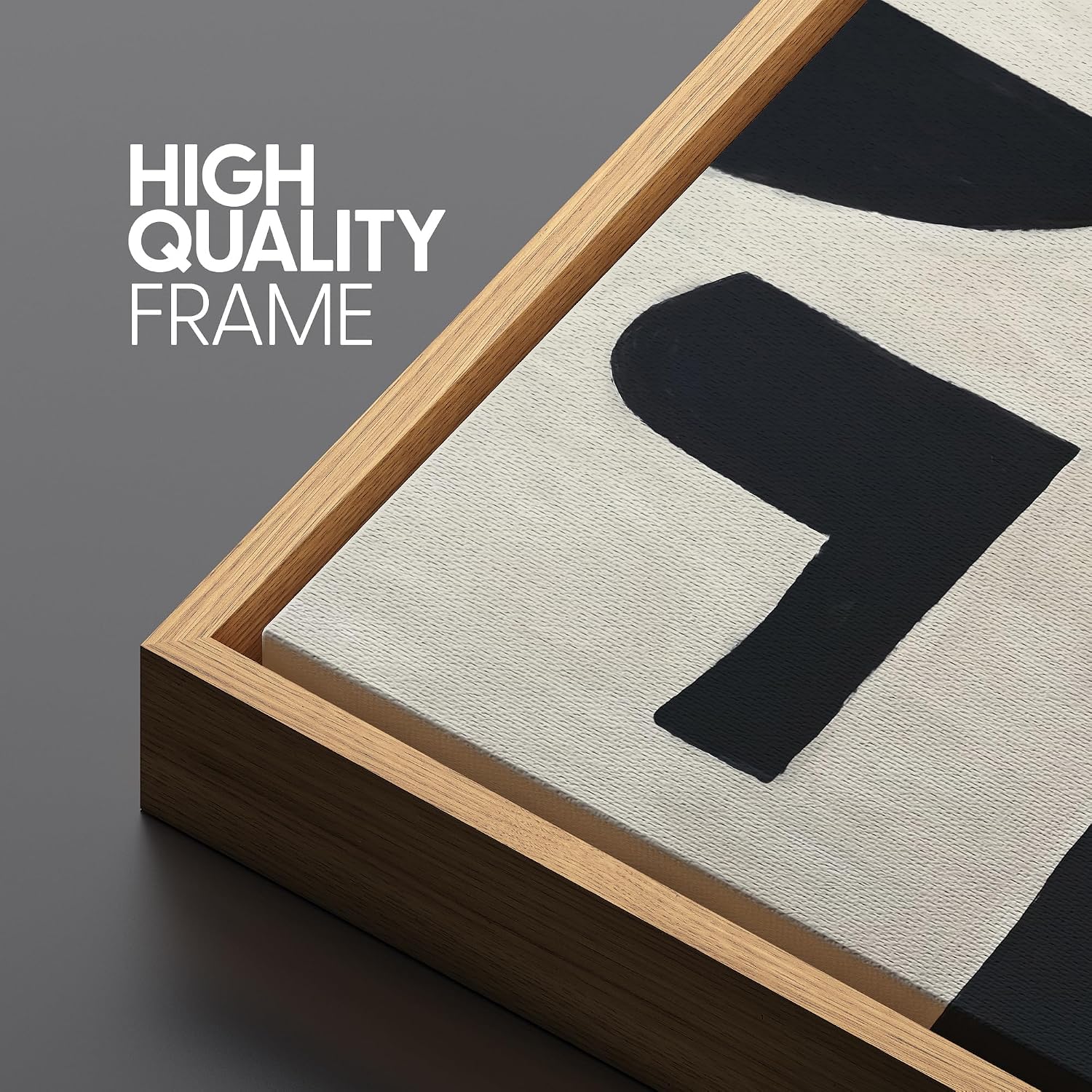 SIGNLEADER Framed Canvas Print Wall Art Set Black and Beige Abstract Shapes Modern Geometric Illustrations Boho Decorative for Living Room, Bedroom, Office - 24'x36'x3 Natural