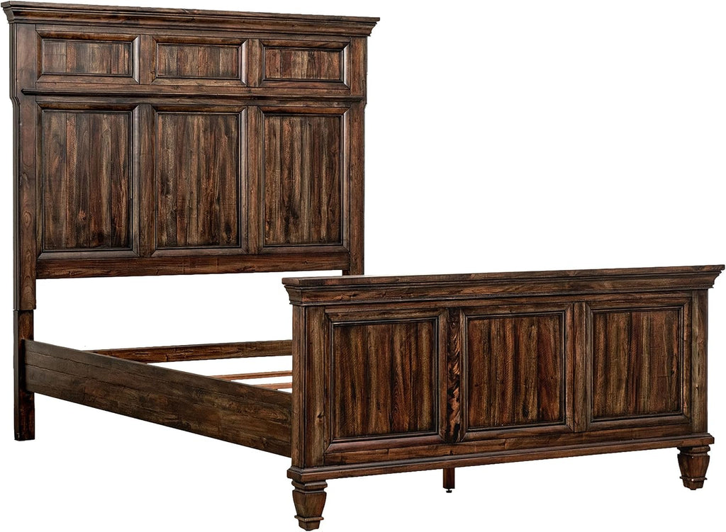Coaster Home Furnishings Avenue Traditional 4-Piece Bedroom Set Queen Size Panel Bed Frame 68-inch Headboard Weathered Burnished Brown 223031Q-S4