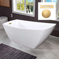 WOODBRIDGE 67' Acrylic Freestanding Bathtub Contemporary Soaking Tub with Brushed Gold Overflow and Drain,White