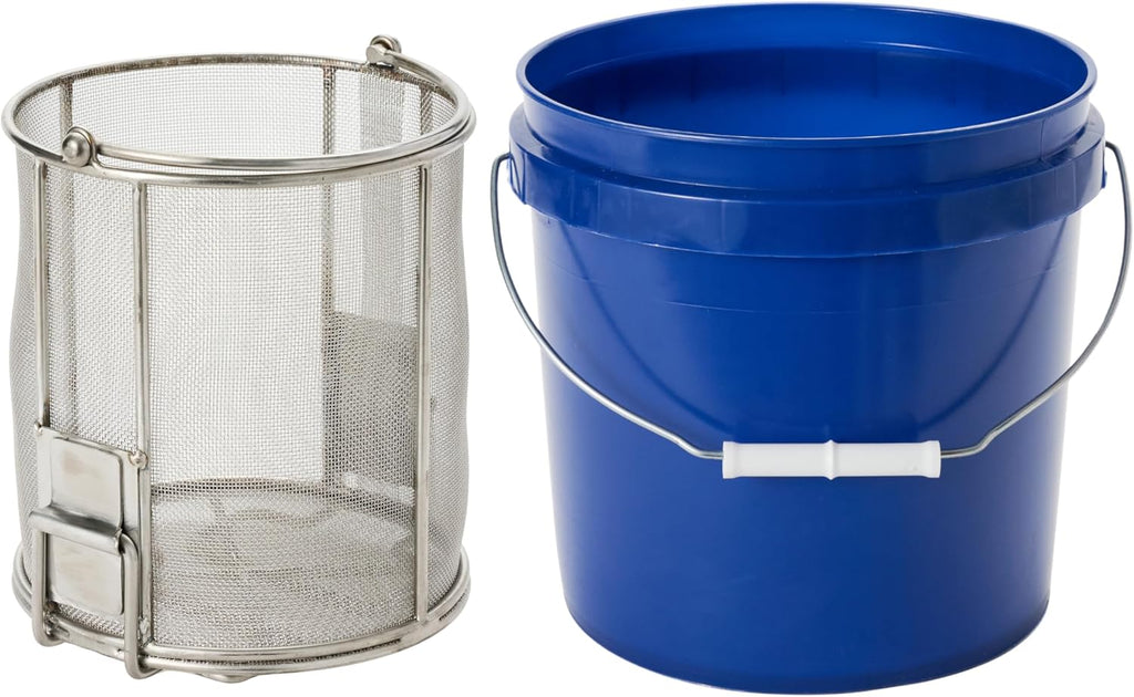 Dip N' Drain – Stainless Steel Part Cleaning Strainer Basket for 2-Gallon Buckets (Bucket Included) | 1/32″ Mesh, Swing Handle, Perfect for Mechanics, Auto Parts, Garage, Shop & Home Workshop Cleaning