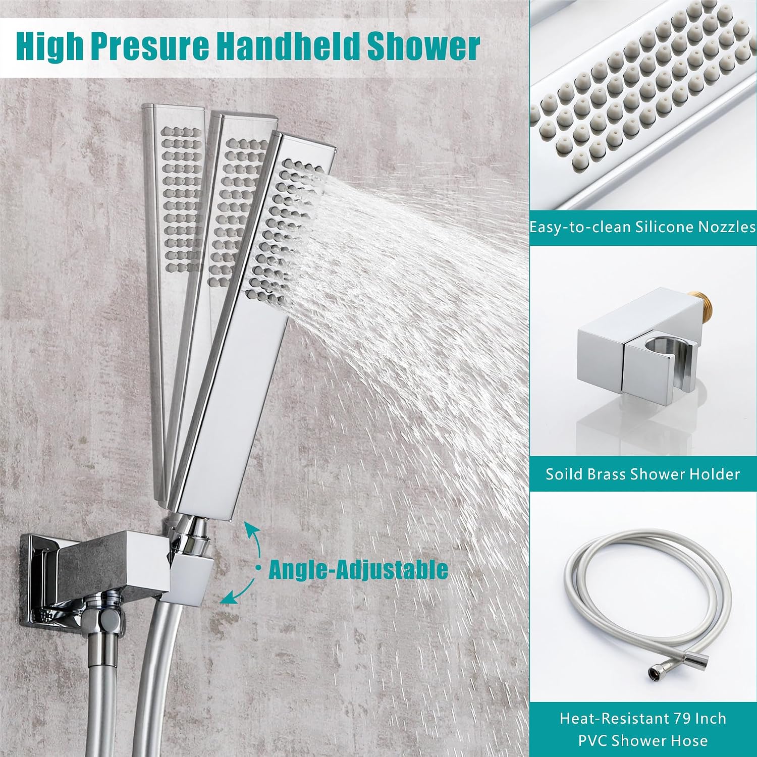 SKOWLL Shower Faucet Set with Handheld, Wall Mount 12 Inch Chrome Shower Head System, LED Overhead Shower Combo Set Rough-in Valve and Trim Included