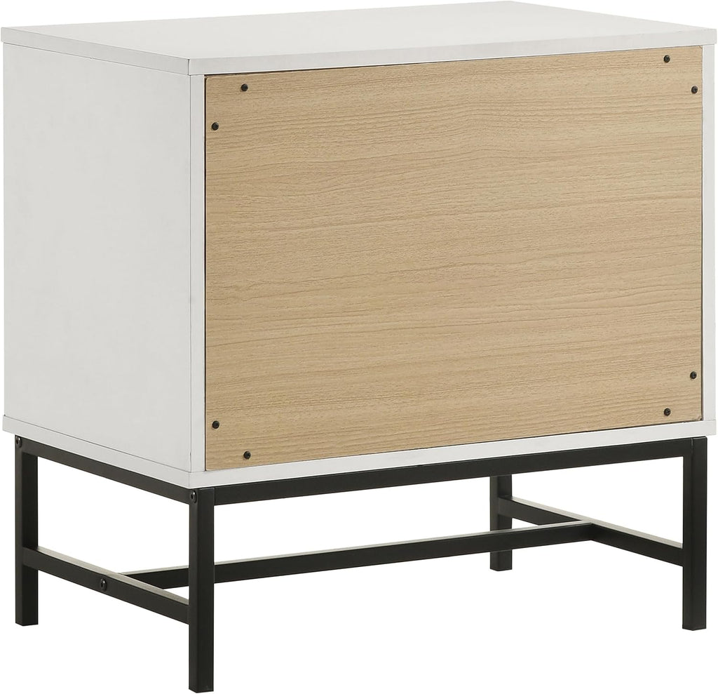 Coaster Home Furnishings Sonora Contemporary 4-Piece Bedroom Set Leatherette Upholstered Queen Size Panel Bed Frame 54-inch Headboard White 224861Q-S4