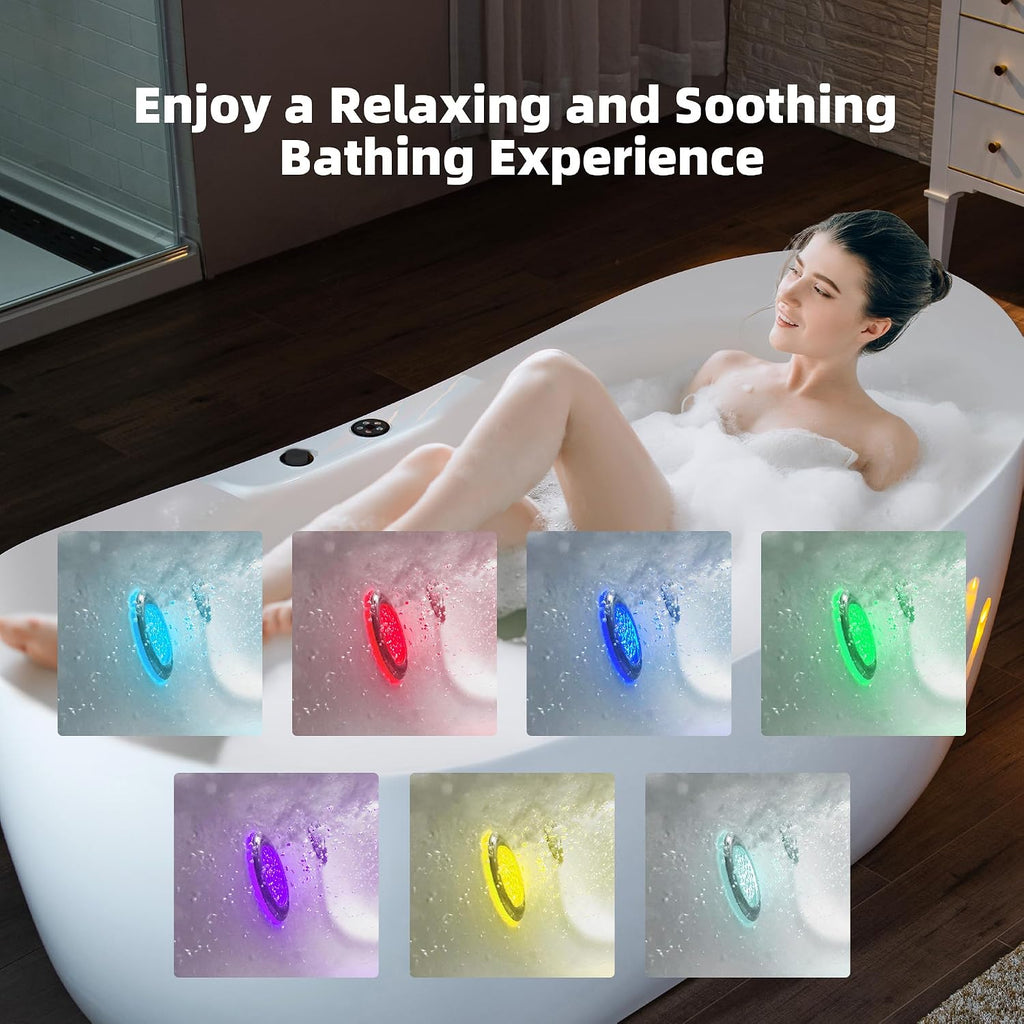 WOODBRIDGE 72' x 35-3/8' Whirlpool Water Jetted and Air Bubble Freestanding Heated Soaking Combination Bathtub with LED control panel,Matte Black drain and overflow,BM-400