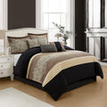 Grand Avenue Black/Gold Cal King Comforter Set, 7 Piece, Bedding Sets & Collections, Pillow Shams Bedskirt, Jacquard Comforters, All Season