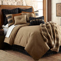 HiEnd Accents Ashbury 5 Piece Comforter Set, Queen Size, Tweed Tan and Black, Rustic Cabin Lodge Luxury Bedding Set, 1 Comforter, 1 Bed Skirt, 2 Pillow Shams, 1 Plaid Accent Pillow