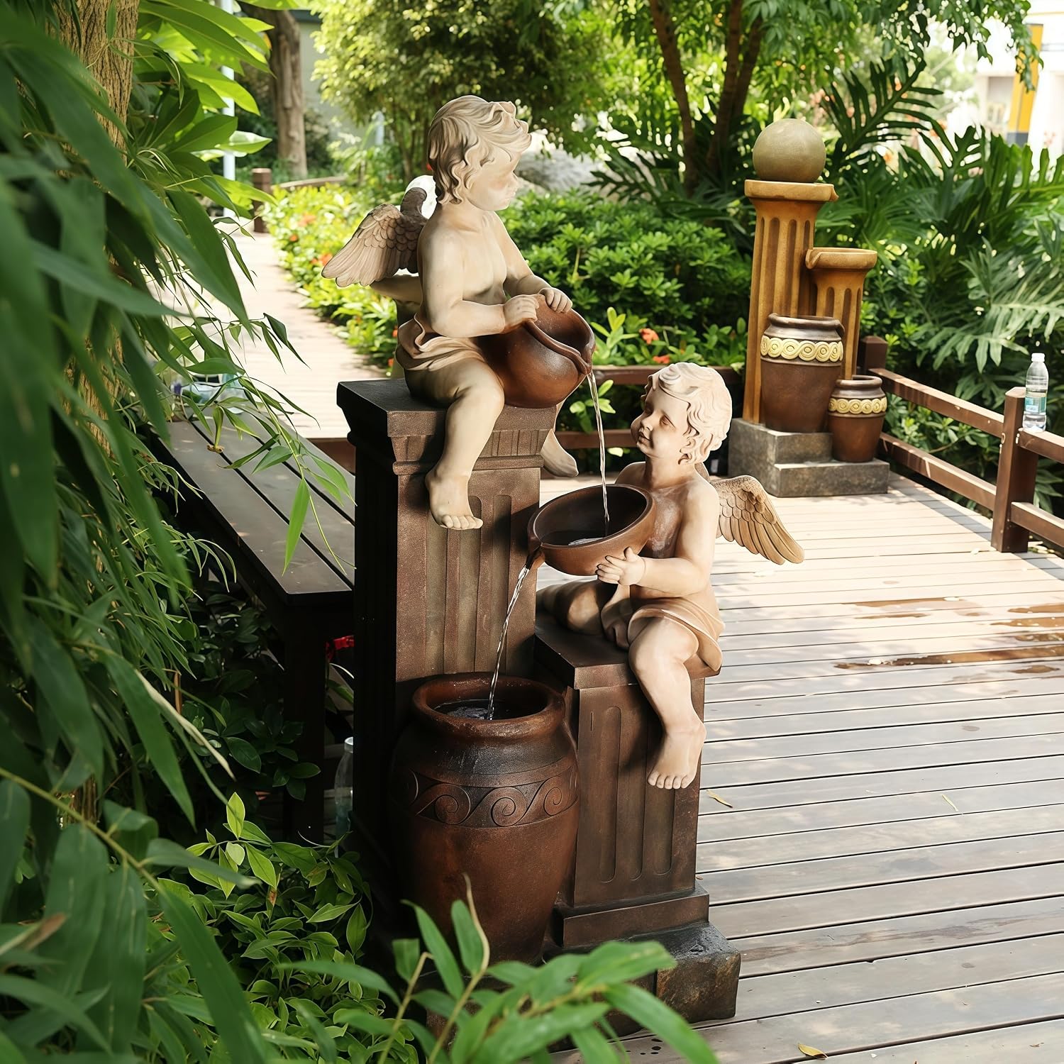 Top Outdoor Water Fountain Outside, Garden Water Fountain Decor for Gardens, Landscaping, Patios, Lawns (Large)