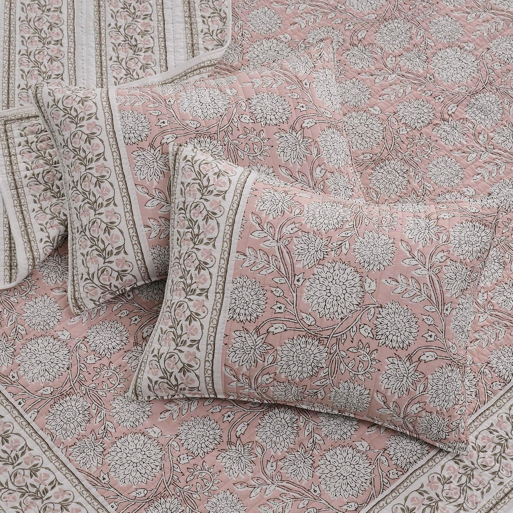 Levtex Home Adare Blush Reversible Twin/Twin XL Quilt Set (68x86in) with 1 Pillow Sham (26x20in) - Floral Bedding - Blush White - Cotton Twin Size Quilt Bedding Set - Lightweight, Soft, Pre-Washed