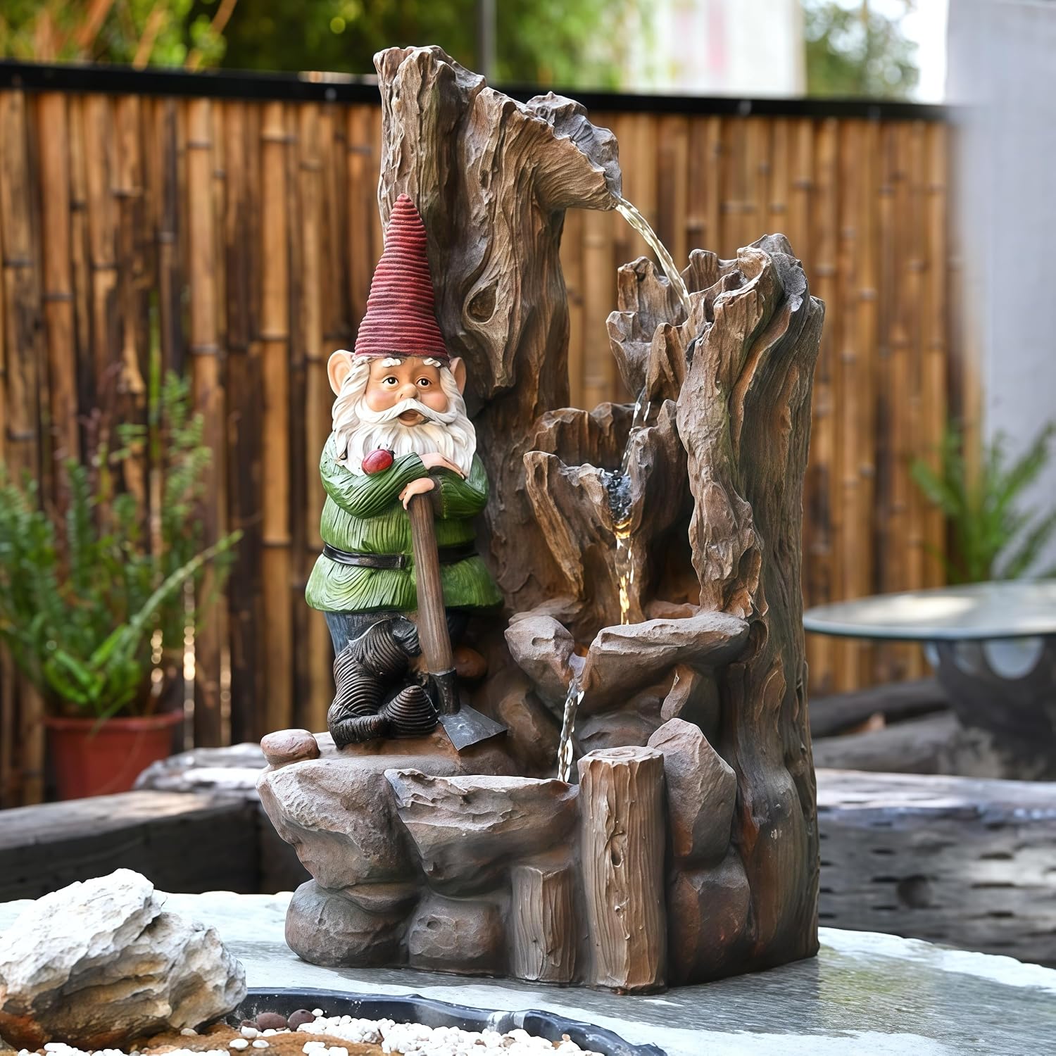 Top Outdoor Water Fountain Outside, Garden Water Fountain Decor for Gardens, Landscaping, Patios, Lawns (D)