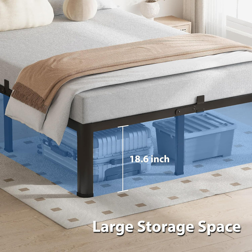 VIPSHOW 20 Inch King Size Bed Frame, 3500Lbs Heavy Duty Metal Platform with Round Corner Legs Mattress Slide Stopper, Steel Slat Support No Box Spring Needed, Noise Free, Non-Slip, Easy Assembly
