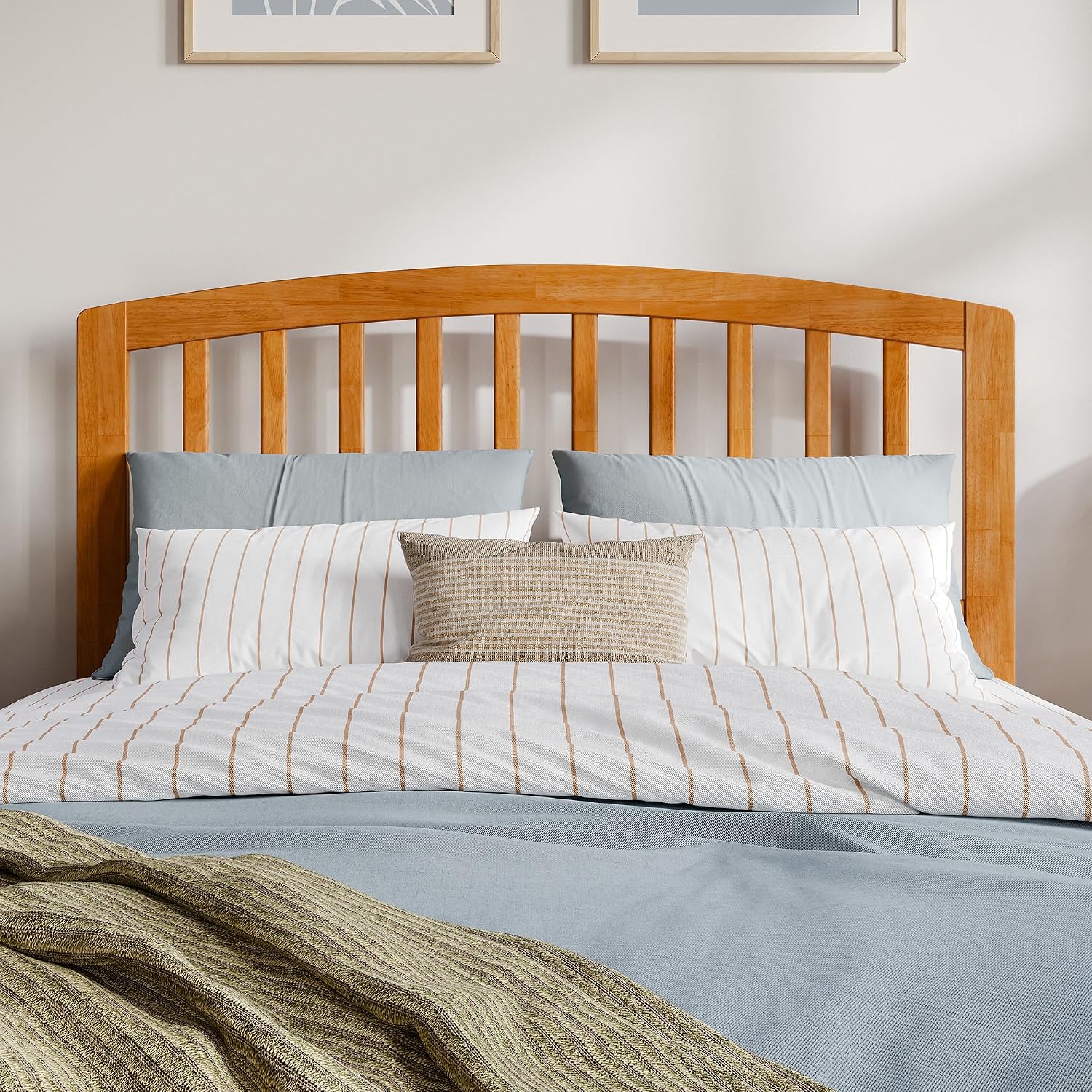 AFI, Richmond Slatted Full Solid Wood Headboard, Light Toffee