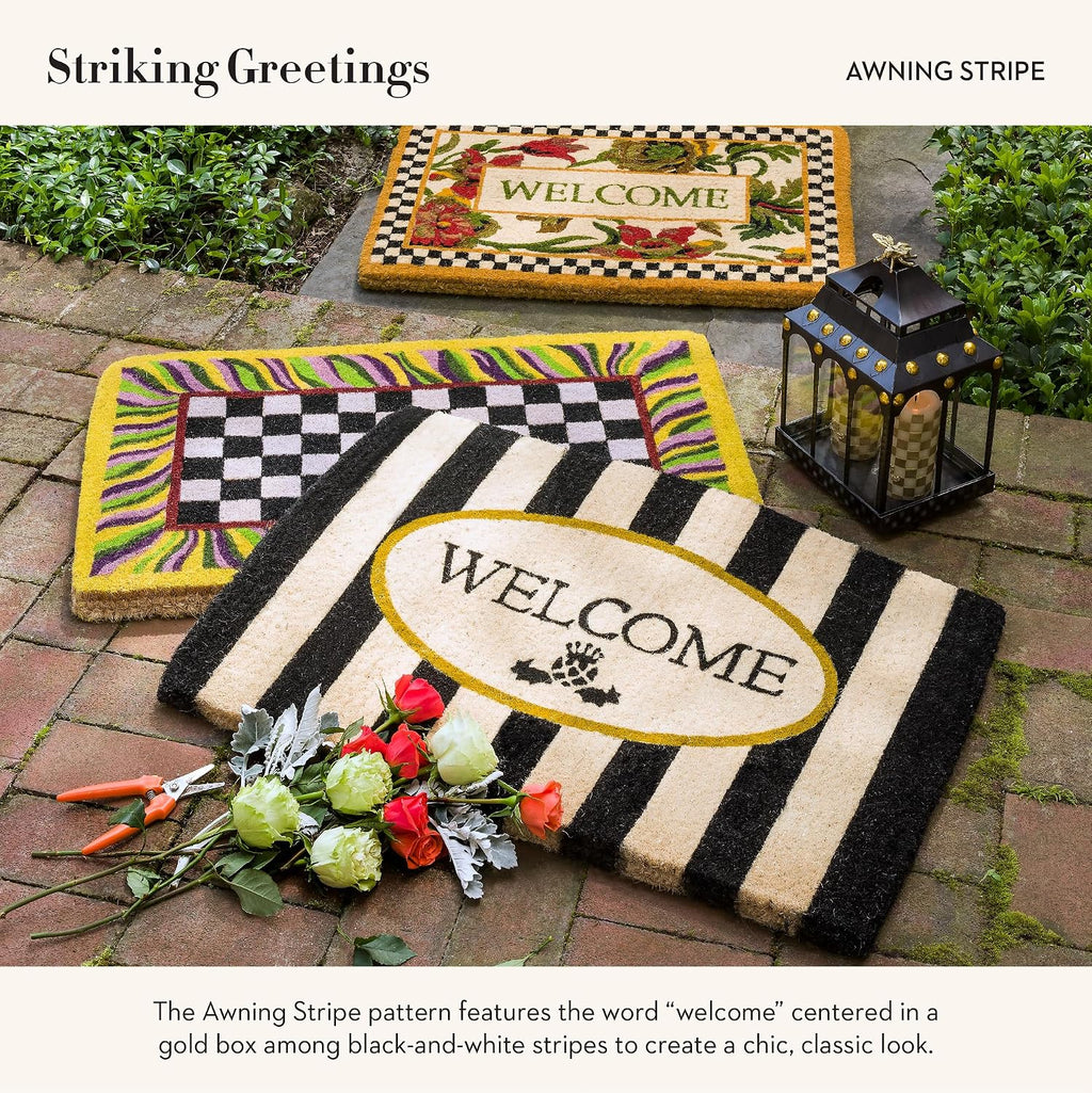MACKENZIE-CHILDS Entrance Mat, Decorative Outdoor Front-Door Mat, Coir Doormat, Awning Stripe