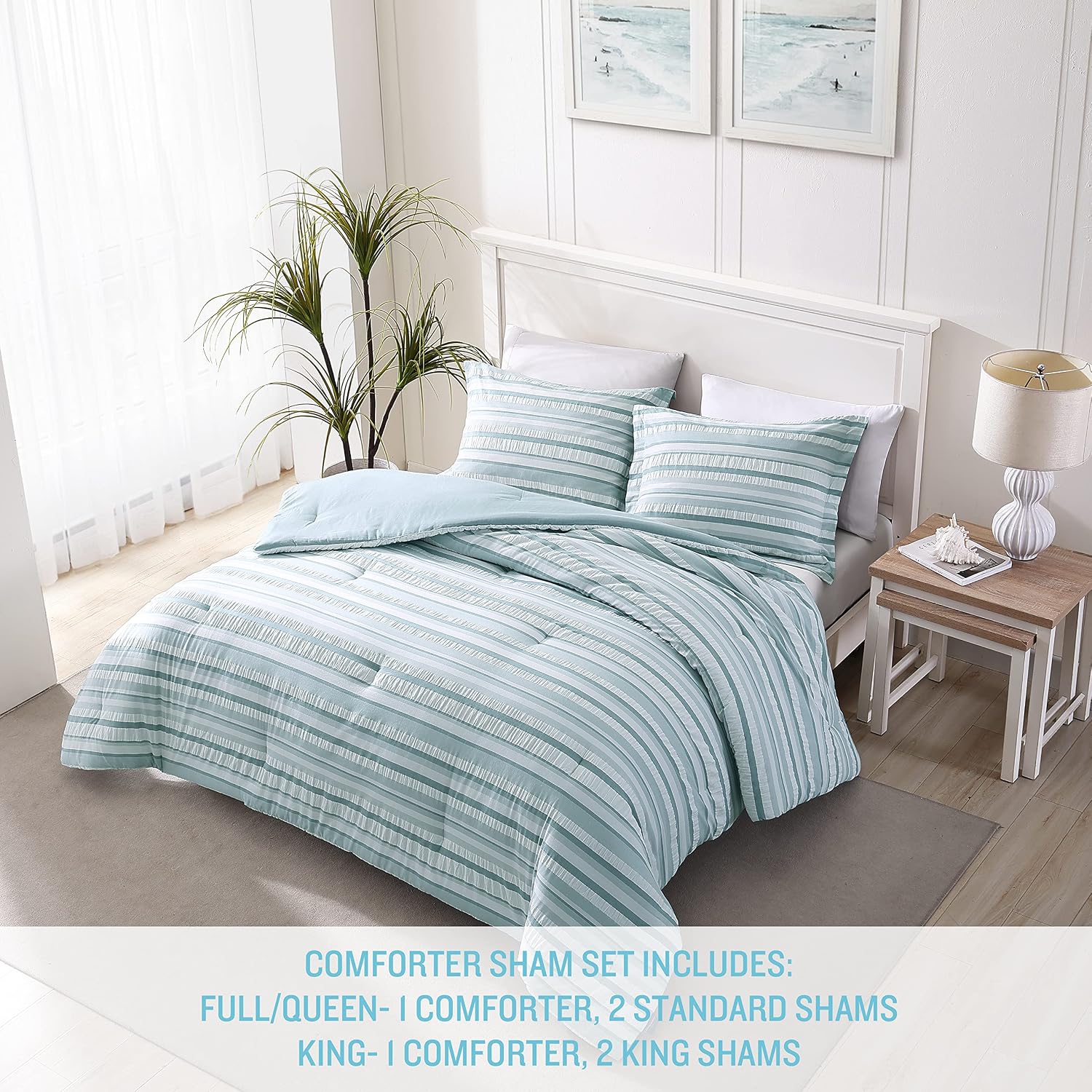 Tommy Bahama - Queen Comforter Set, Cotton Reversible Bedding with Matching Shams, Bedding Set for All Seasons (Clearwater Cay Blue, Queen)