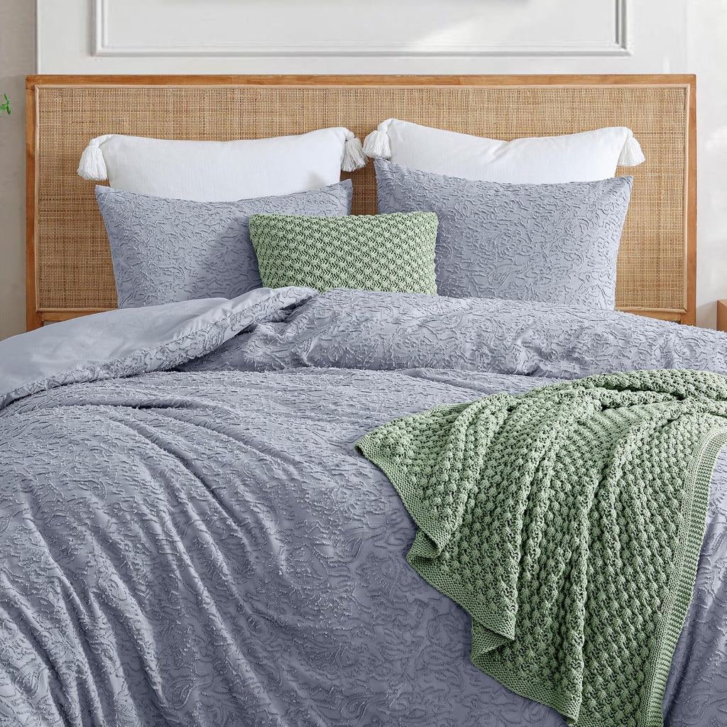 Peri Home 100% Cotton 3-Piece Comforter and Sham Set, Full/Queen, Lilac Floral Cutwork