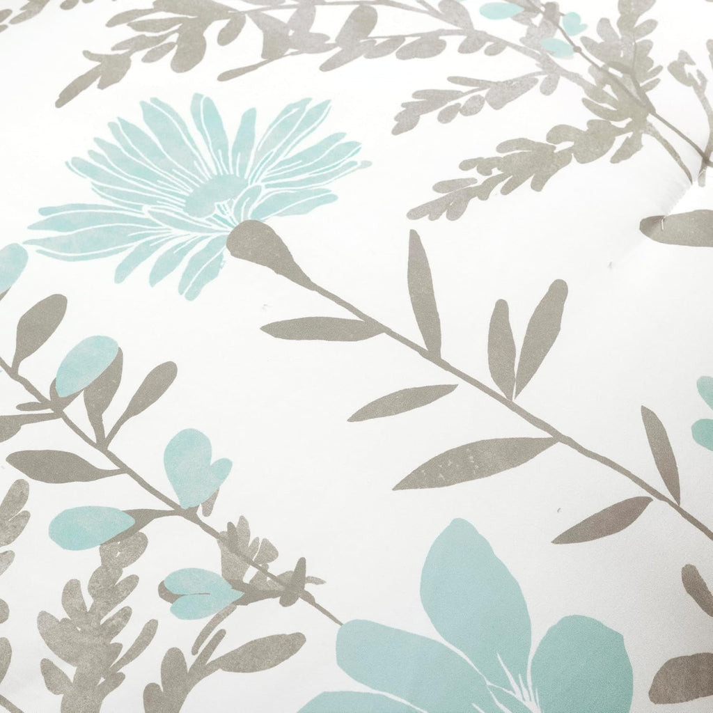Lush Decor Aprile Soft Reversible Floral Comforter Set, 8 Piece Set, Queen, Blue & Gray - Floral Bedding Set - Queen Sized Comforter Full - Blue Gray Bedding - Spring Home Decor - Cottage - Farmhouse