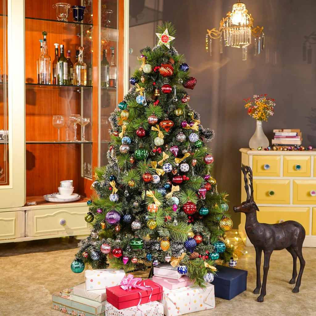 IndianShelf 300 Pieces Blue Glass Vintage Christmas Ornaments Mini Bulk Decorative Ornaments for Halloween, Christmas Tree, New Year, Valentine Day, Holidays, Event and Wedding (25 * 12 Boxes)