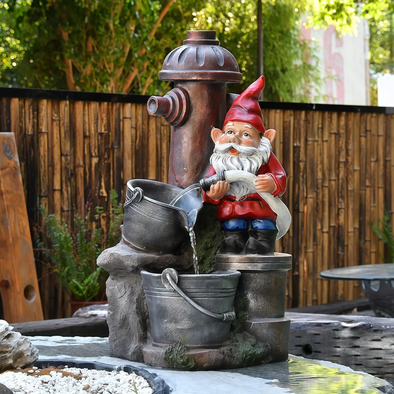 Top Outdoor Water Fountain Outside, Garden Water Fountain Decor for Gardens, Landscaping, Patios, Lawns (C)