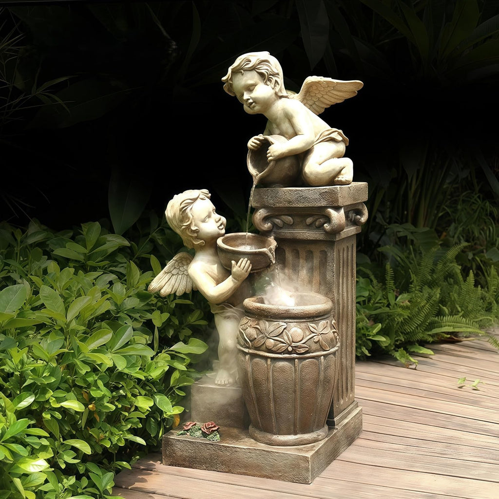 Top Outdoor Water Fountain Outside, Garden Water Fountain Decor for Gardens, Landscaping, Patios, Lawns (Small)