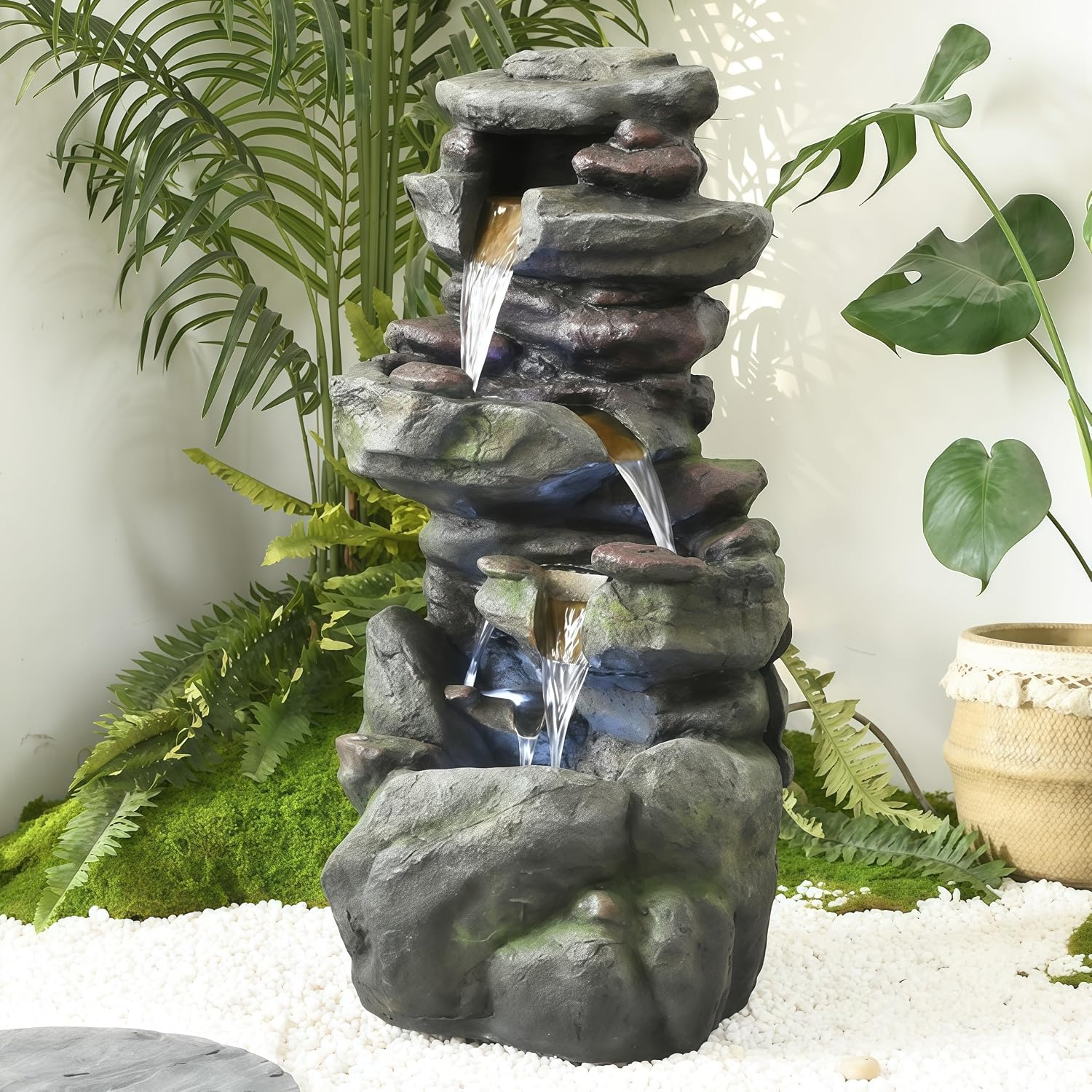 Top Outdoor Water Fountain Outside, Garden Water Fountain Decor for Gardens, Landscaping, Patios, Lawns (Small)