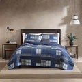 Eddie Bauer - Queen Quilt Set, Reversible Cotton Bedding with Matching Shams, Lightweight Home Decor for All Seasons (Eastmont Navy, Queen)