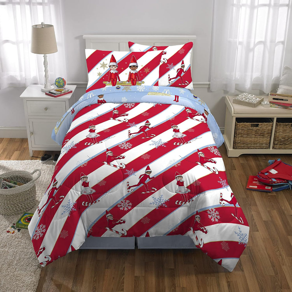 Franco Kids Bedding Soft Comforter and Sheet Set with Sham, 5 Piece Twin Size, Elf on the Shelf