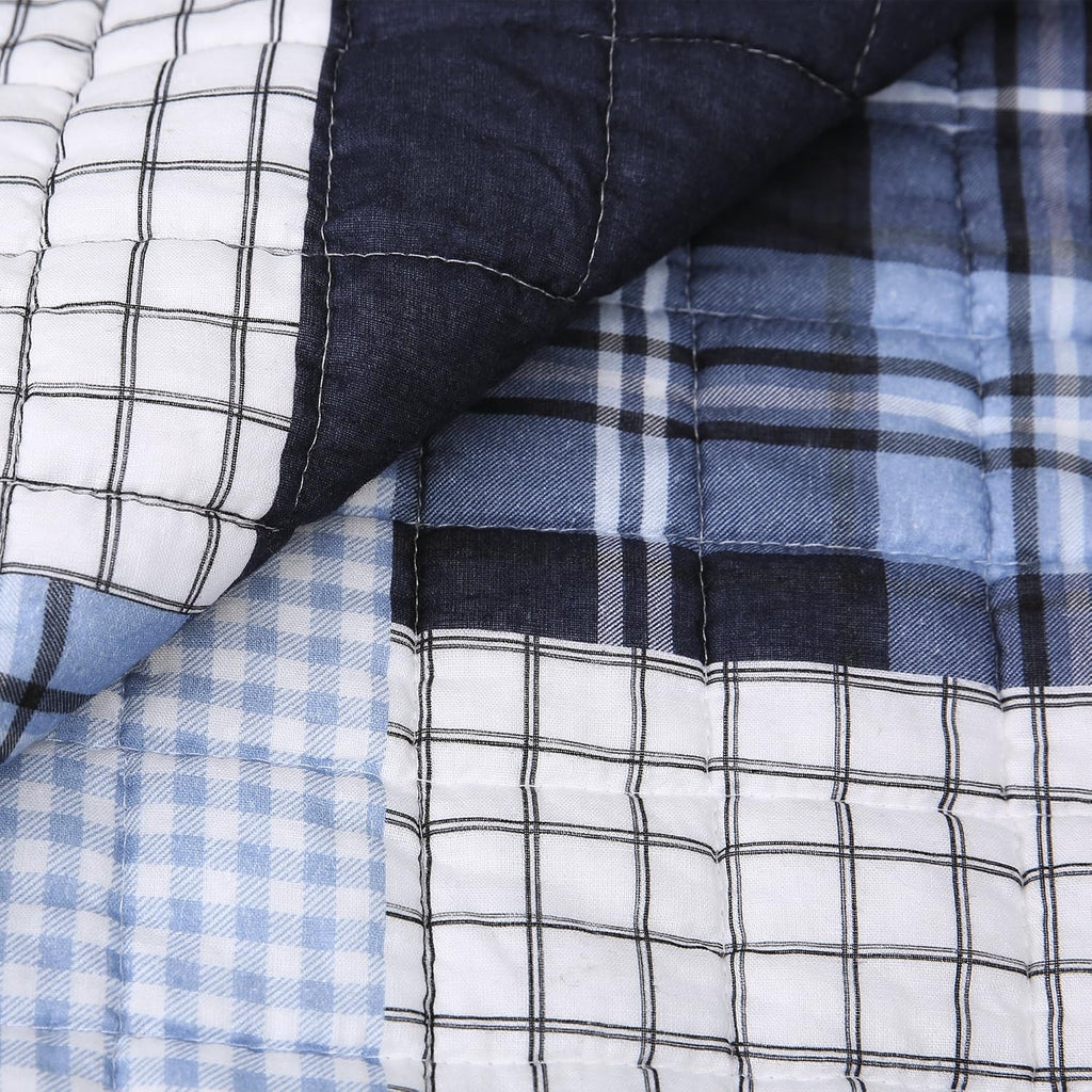 Lush Decor Greenville 3 Piece Quilt Set, King, Navy