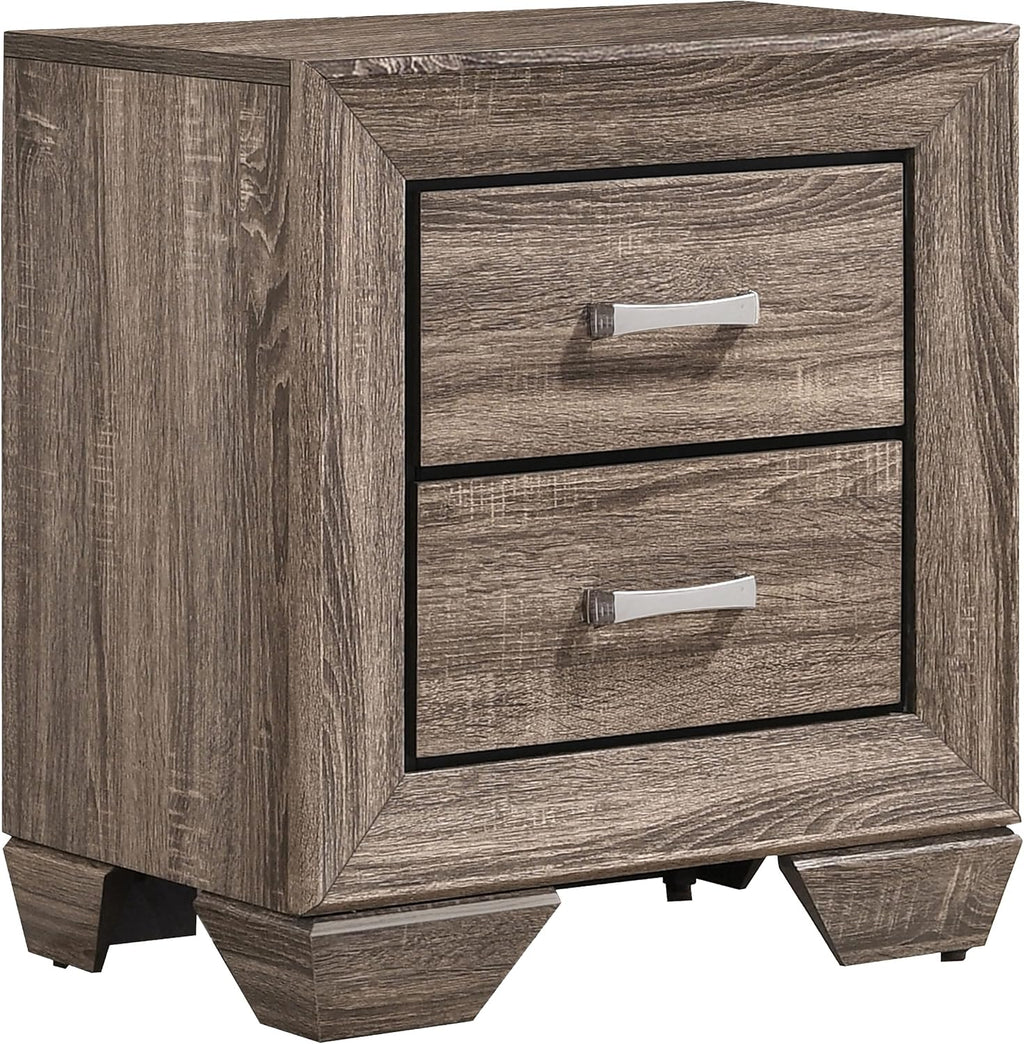 Coaster Home Furnishings Kauffman Transitional 4-Piece Bedroom Set Queen Size Storage Panel Bed Frame 54-inch Headboard Washed Taupe 204190Q-S4