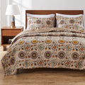 Greenland Home Andorra 100% Cotton Reversible Suzani Quilt Set, King/California King (3 Piece)