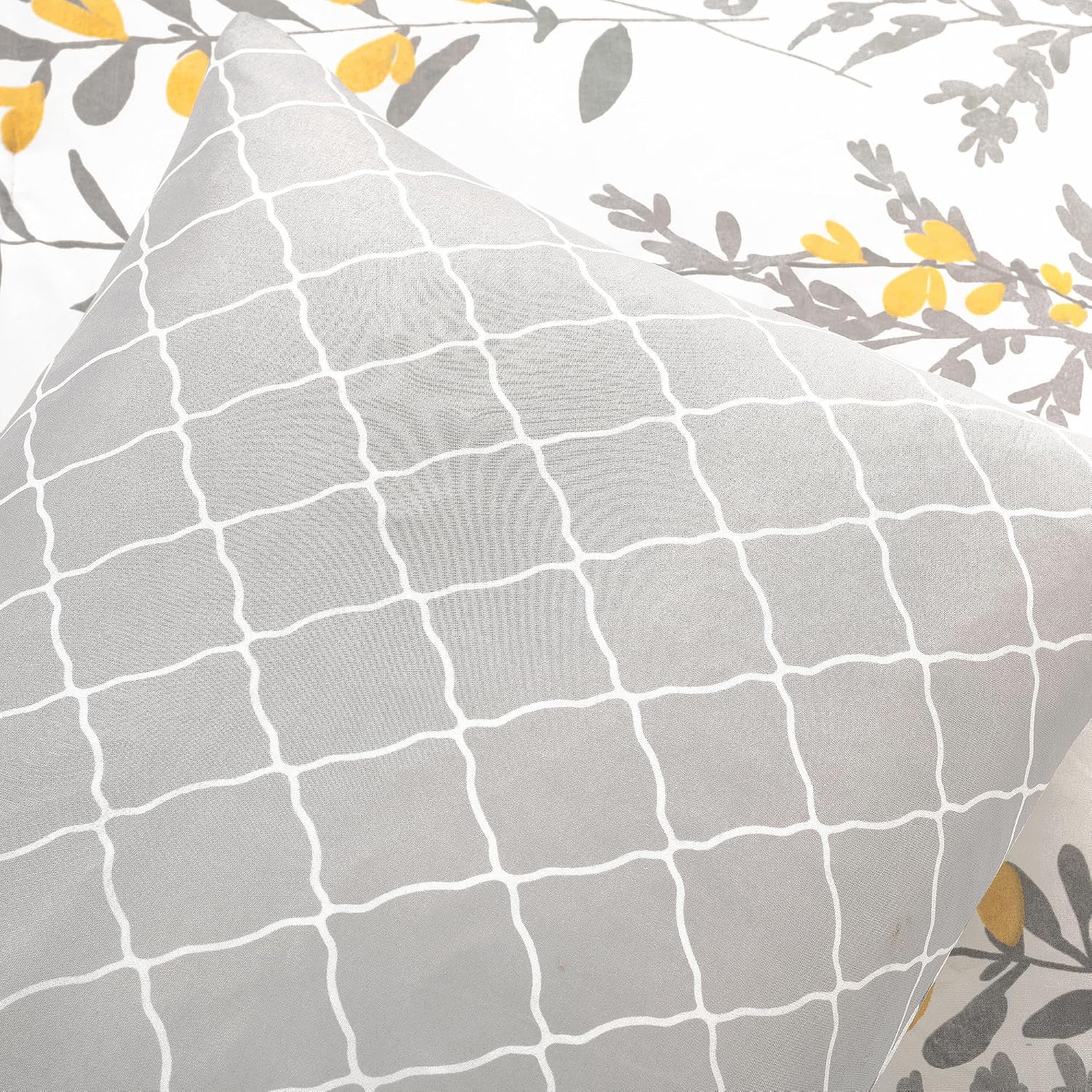 Lush Decor Aprile Soft Reversible Floral Comforter Set, 8 Piece Set, Queen, Yellow & Gray - Floral Bedding Set - Queen Sized Comforter Full - Yellow Bedding - Spring Home Decor - Cottage - Farmhouse
