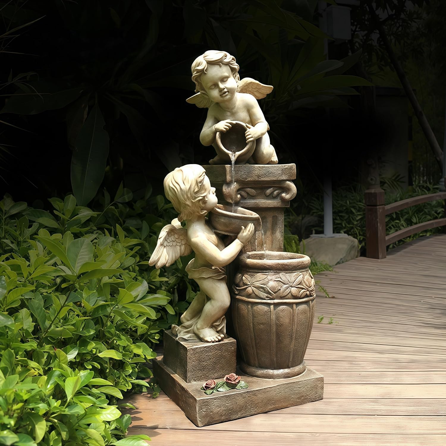 Top Outdoor Water Fountain Outside, Garden Water Fountain Decor for Gardens, Landscaping, Patios, Lawns (Small)