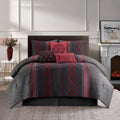 Stratford Park Luxury 7 Piece Cozy Comforter Set, Queen Size, Black and Red, Embroidered Bedding Sets, Premium Microfiber, All Season Home Décor