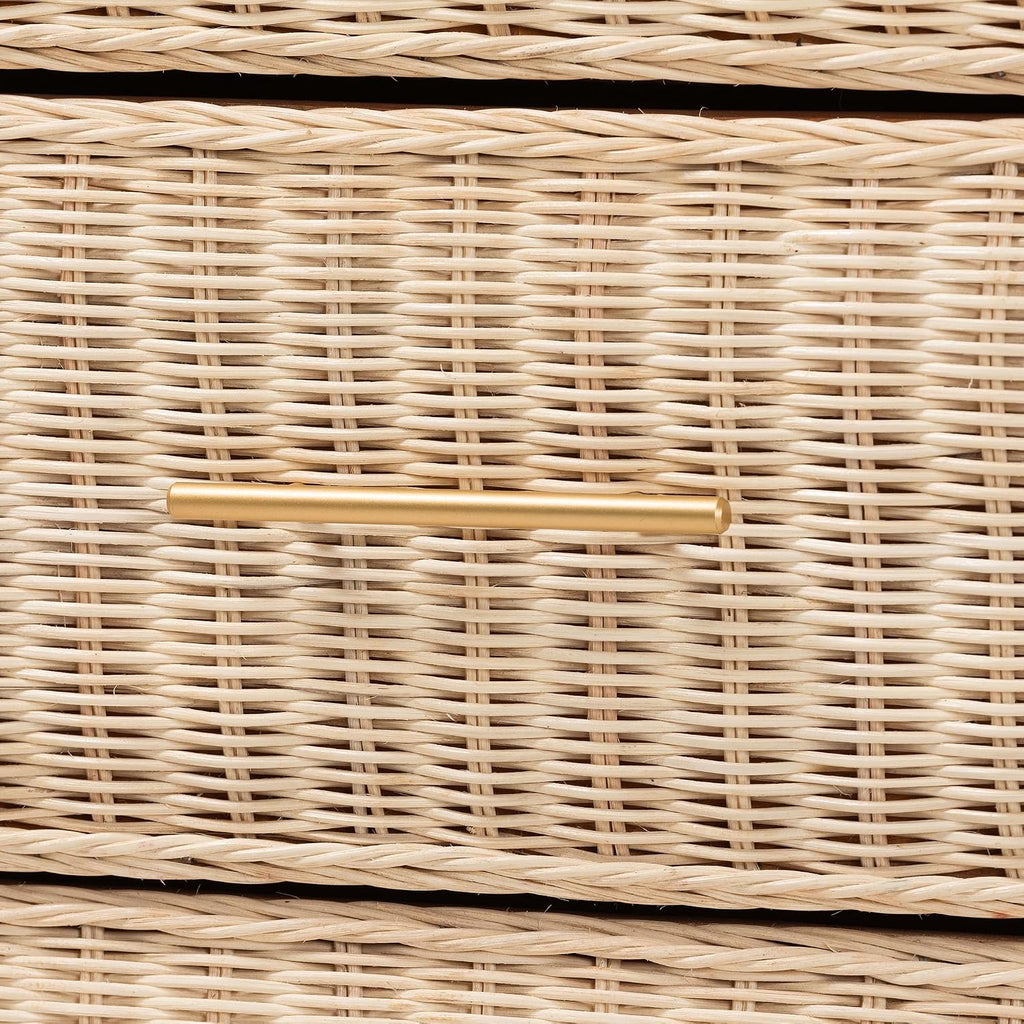 bali & pari Lanica Sun-Bleached Braided Rattan Queen Size 4-Piece Bedroom Set