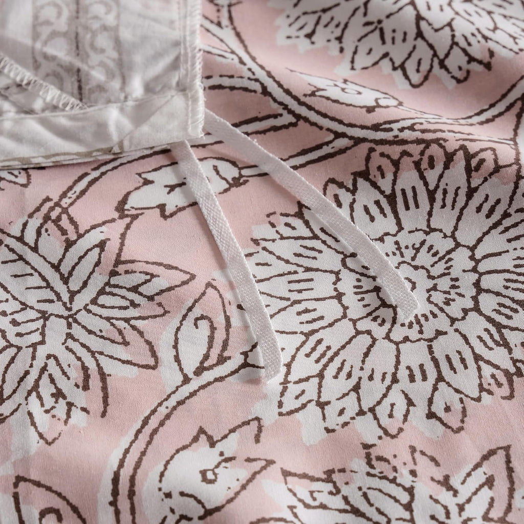 Levtex Home Adare Blush Reversible Twin/Twin XL Comforter Set (68x88in) with 1 Pillow Sham (26x20in) - Floral Bedding - Blush and White - 100% Cotton Twin Size Comforter Set - Soft, Pre-Washed