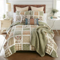 Donna Sharp Peach Rose Summer Cotton Quilted Bedding Set - 3-Piece Queen Size Quilt Set - Includes 1 Quilt and 2 Standard Pillow Shams - Machine Washable - Traditional Floral Design