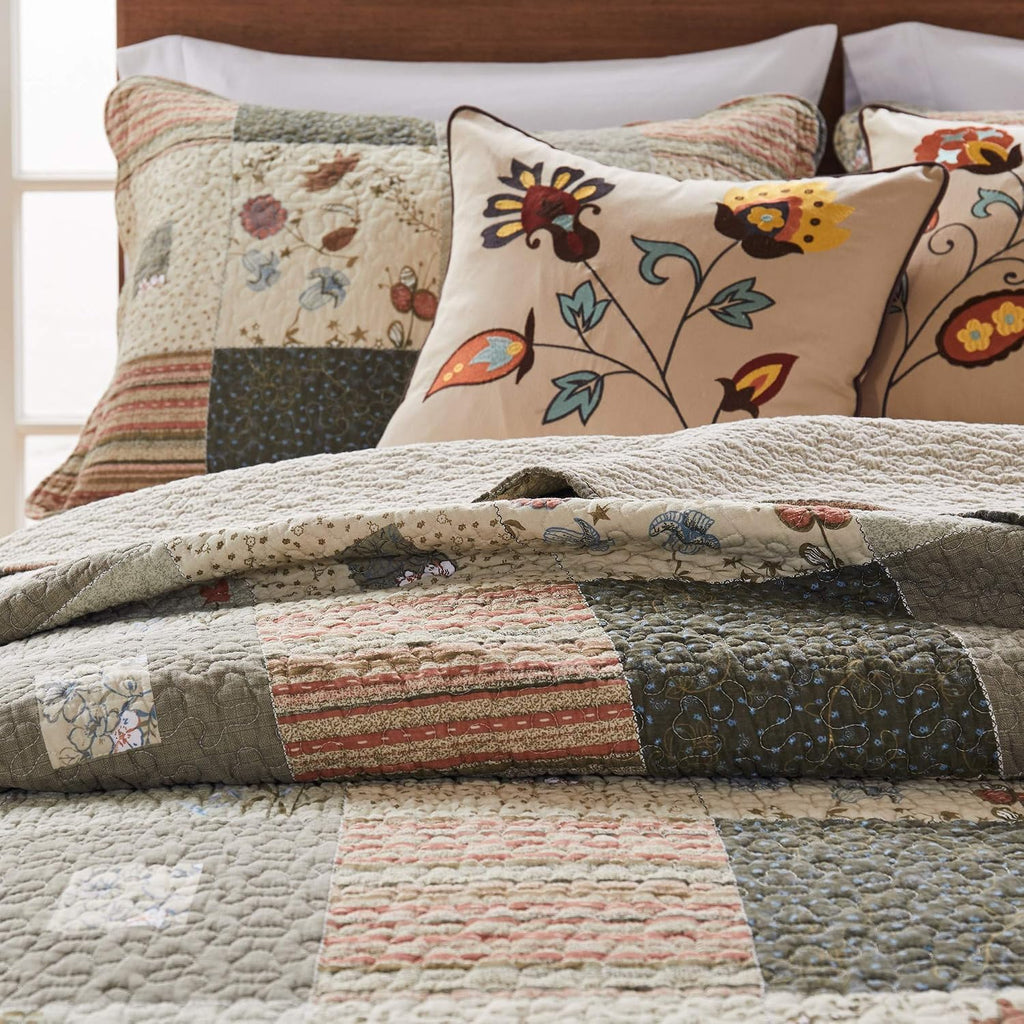 Greenland Home Sedona 100% Cotton Quilt Set, Twin (4 Piece), Gray