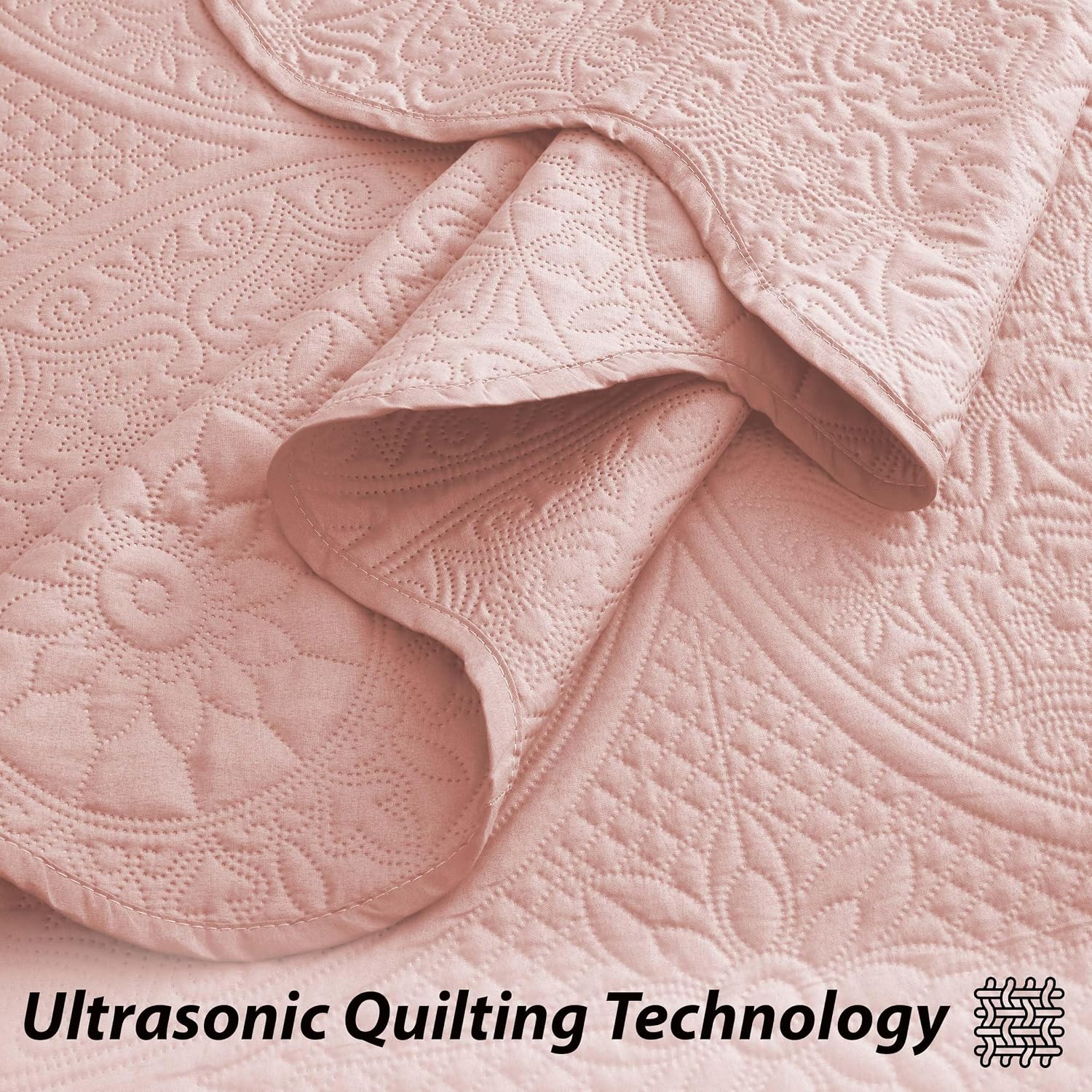 IR Imperial Rooms 8 Pack California King Quilt Bedding Set (118'x106') - Bulk Wholesale for Hotels, Guest Bedroom & Airbnbs - Microfiber Reversible Floral Embossed Quilts Bedspreads (Peach)