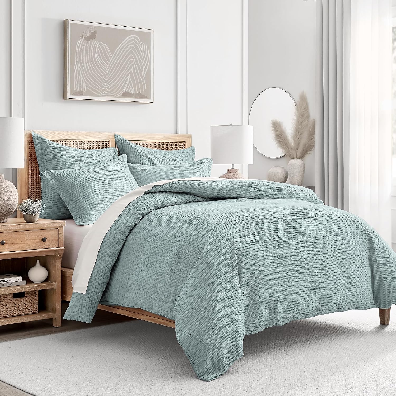 Levtex Home - Cloud Waffle Blue Haze Comforter Set - Full/Queen Comforter + Two Standard Pillow Cases - Waffle Weave - Blue Haze - Comforter (90 x 94in.) and Pillow Case (26 x 20in.) - Cotton