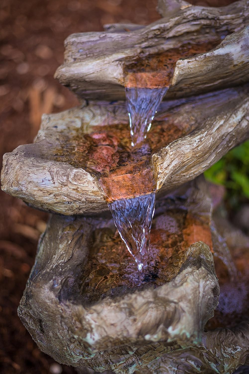22' Harmony Fountains Log Indoor/Outdoor Garden Fountain w/LED Lights (Meadow)