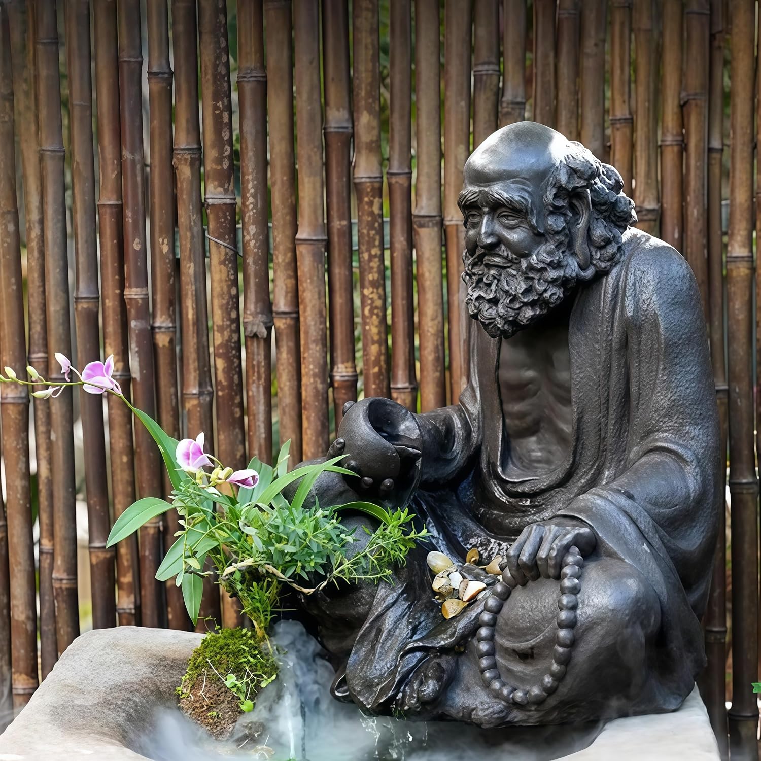 Outdoor Water Fountain Outside, Garden Fountain, Buddha Statue Outdoor/Indoor for Home, Buddha Decor & Gifts, Buddah, Buda, Budda, Buddhas, Chinese Decor & Gifts, Feng Shui (Small)