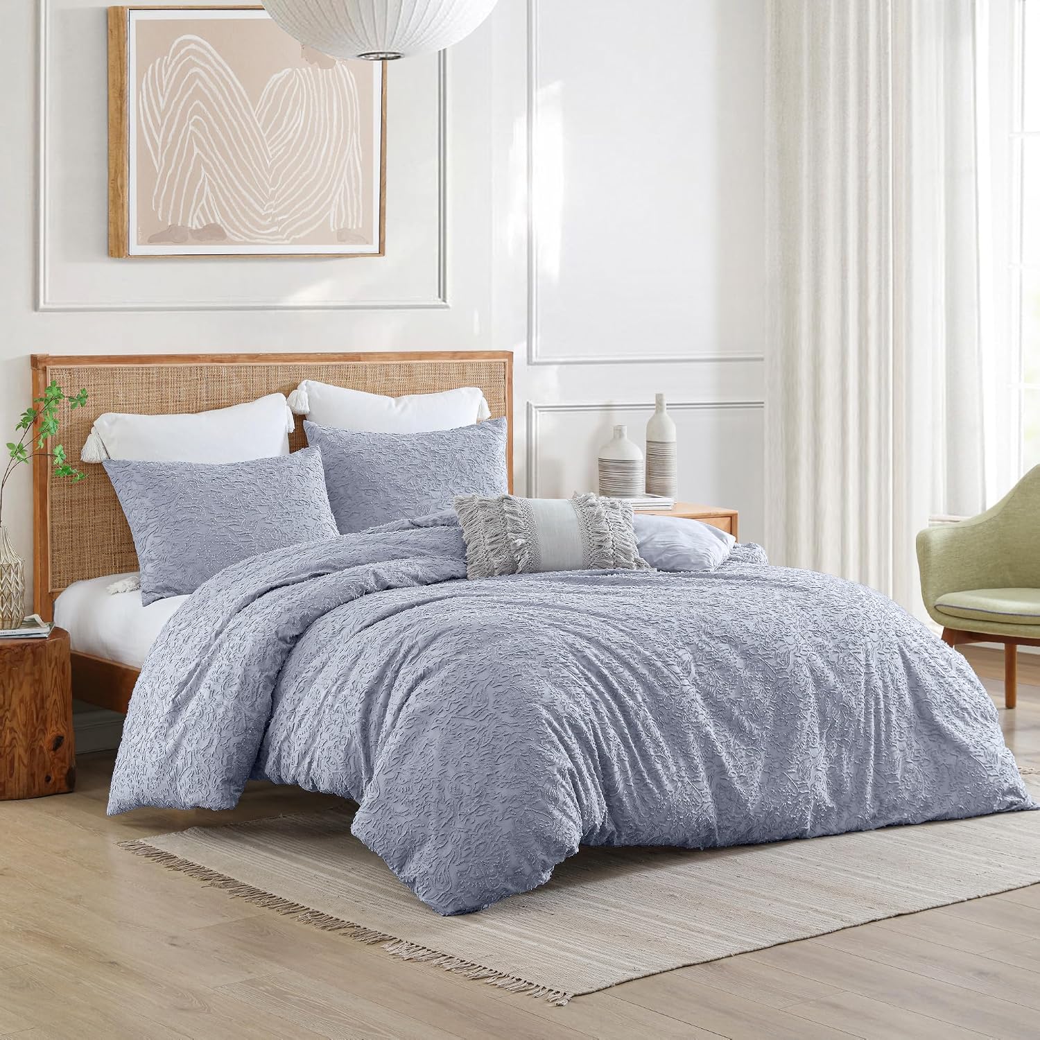 Peri Home 100% Cotton 3-Piece Comforter and Sham Set, King, Lilac Floral Cutwork