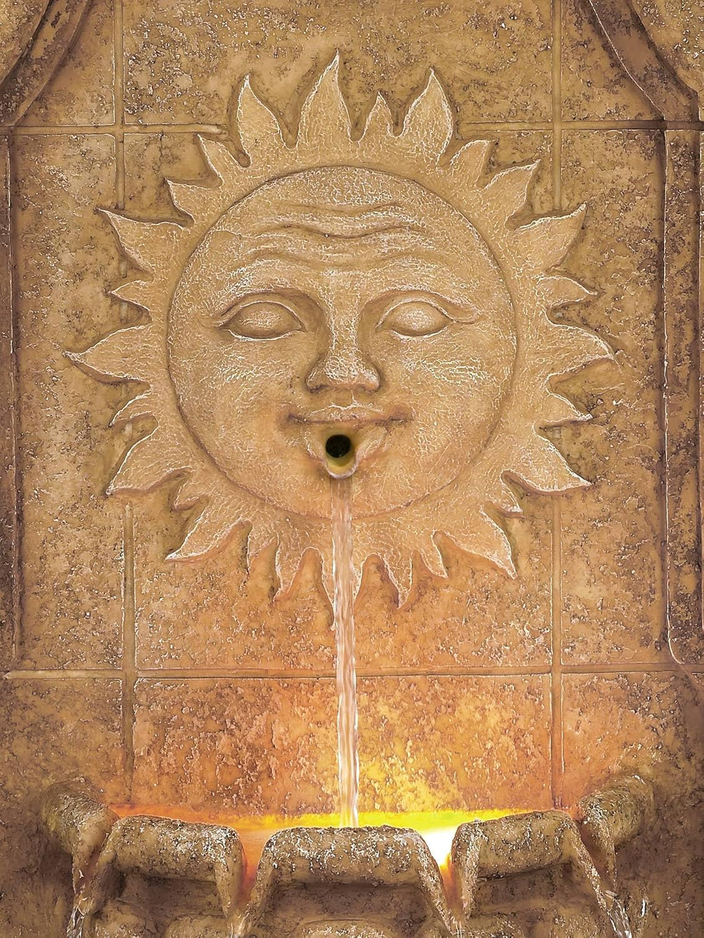 Sun Villa 37' High Large Italian Outdoor Decor Faux Stone Floor Fountain with Light LED Standing Waterfall Tiered Cascading Water Feature for Outside Garden Patio Yard Backyard Porch - John Timberland