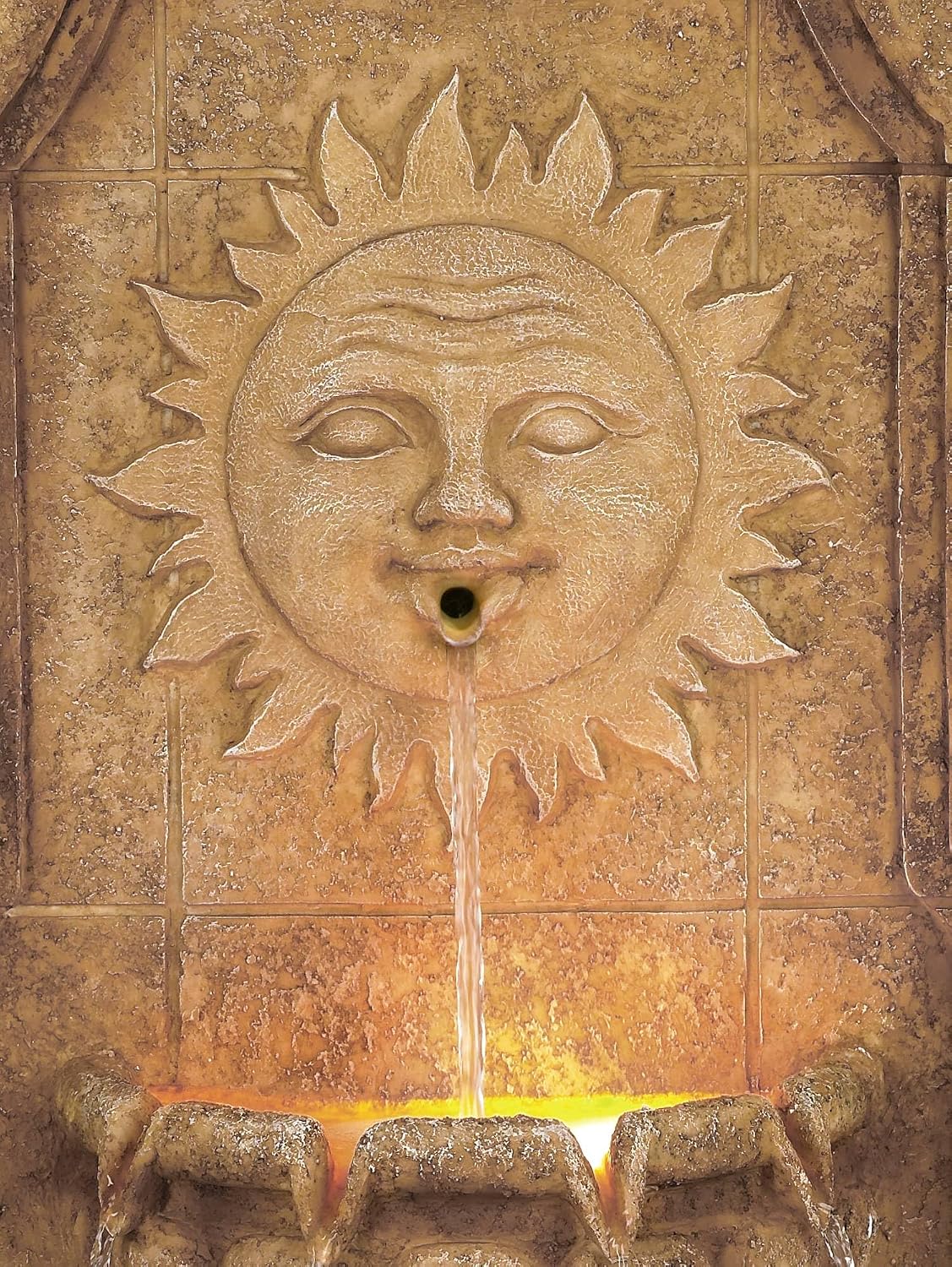 Sun Villa 37' High Large Italian Outdoor Decor Faux Stone Floor Fountain with Light LED Standing Waterfall Tiered Cascading Water Feature for Outside Garden Patio Yard Backyard Porch - John Timberland