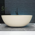 65'' Soaking Bathtub Stone Resin Freestanding Bathtub, Modern Bathtub Deep Soaking Bathtub with Overflow and Pop-up Drain BBFS303-1650 milk-coffee